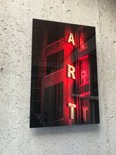 Red Neon Light  "ART" Cincinnati Architecture Building Sign